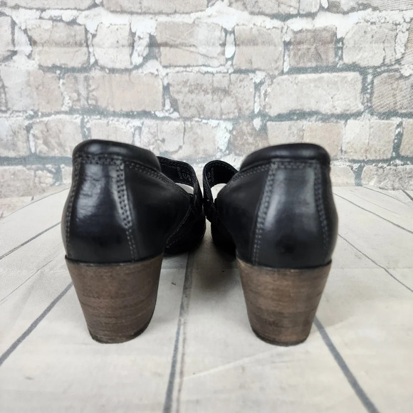 Taos  Black Leather Mary Jane Shoes Stacked Heel Size 41 - Picture 12 of 16